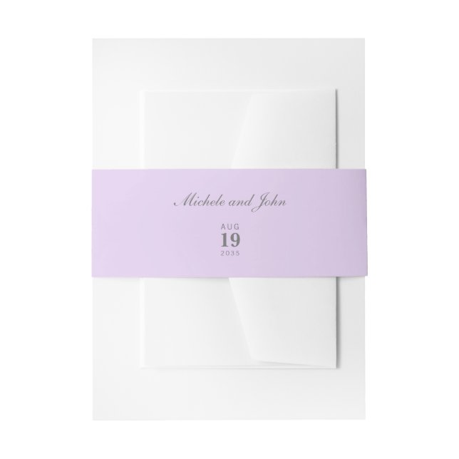 Simple Lilac Wedding Belly Bands Einladungsbanderole (Vorderseite Beispiel)