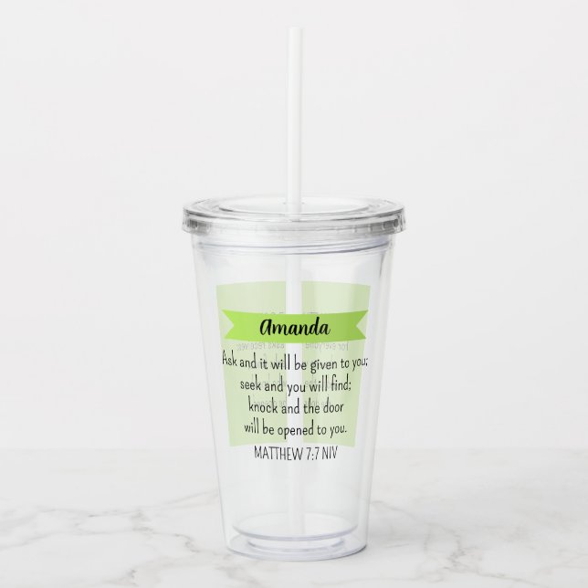 Simple Lime Green Frage Gottsbibel Verse Christlic Acryltrinkbecher (Vorderseite)