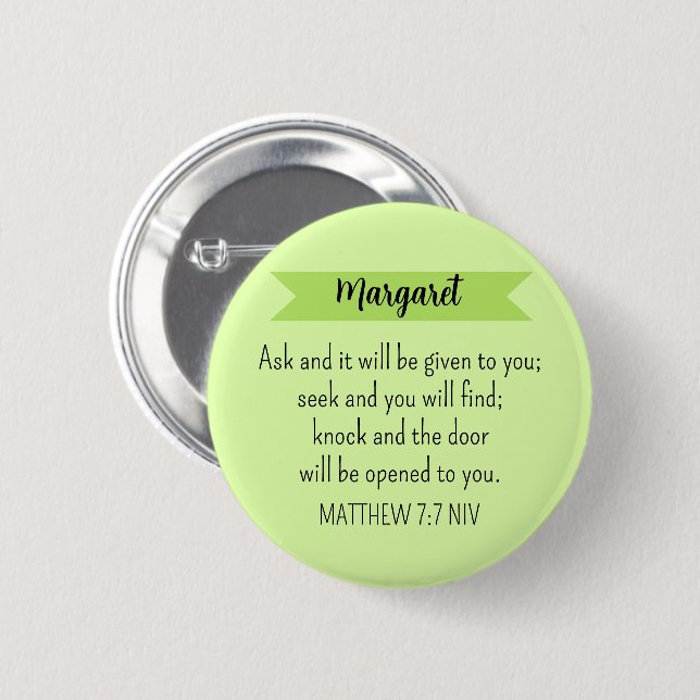 Simple Lime Green Frage Gottsbibel Verse Christlic Button (Vorne & Hinten)