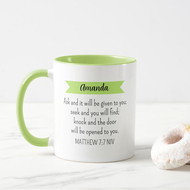 Simple Lime Green Frage Gottsbibel Verse Christlic Tasse (Mit Donut)