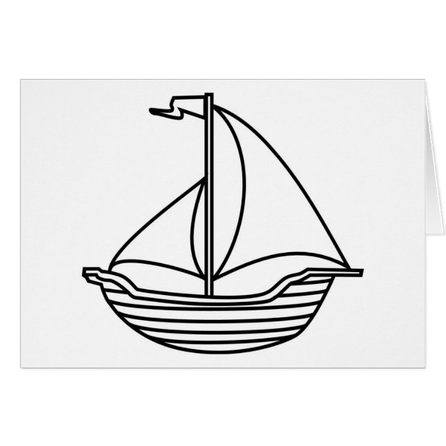 Simple Line Sailboat BW (Vorderseite (Horizontal))