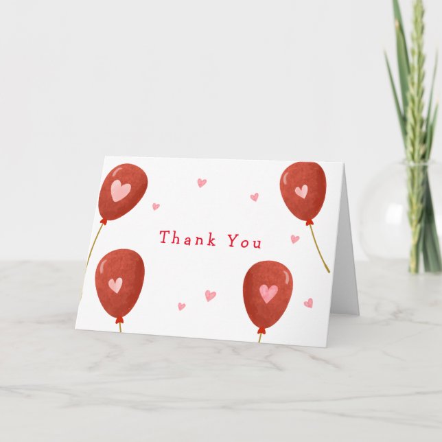 Simple Little Sweetheart Balloon Baby Dusche Dankeskarte (Vorderseite)