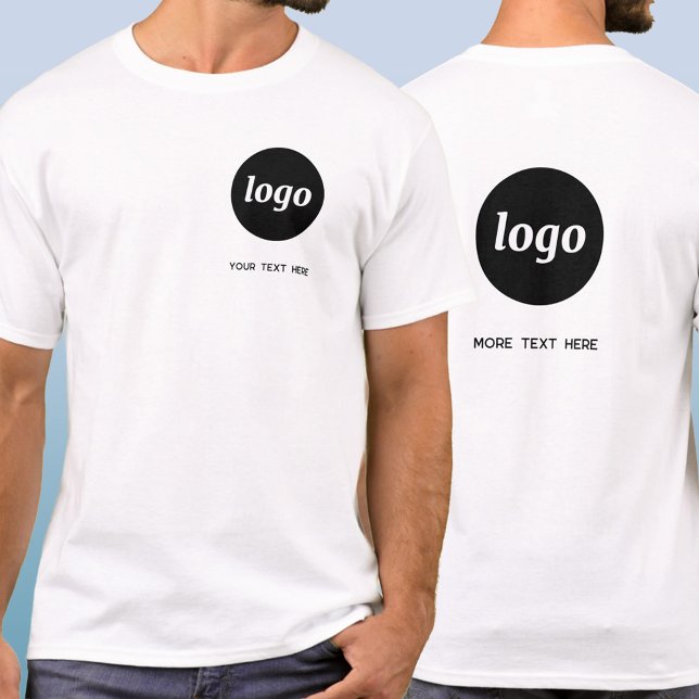 Simple Logo and Text Business Crest and Back T-Shirt (Simple logo with custom text crest and back style business branding promotional t-shirt)