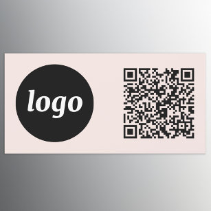 Simple Logo and Text Business QR Code Blush Pink