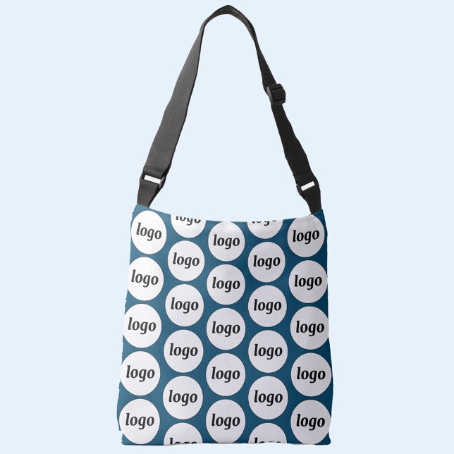 Simple Logo Pattern Business Teal Green Tragetaschen Mit Langen Trägern (Simple logo pattern business branding promotional cross body bag)