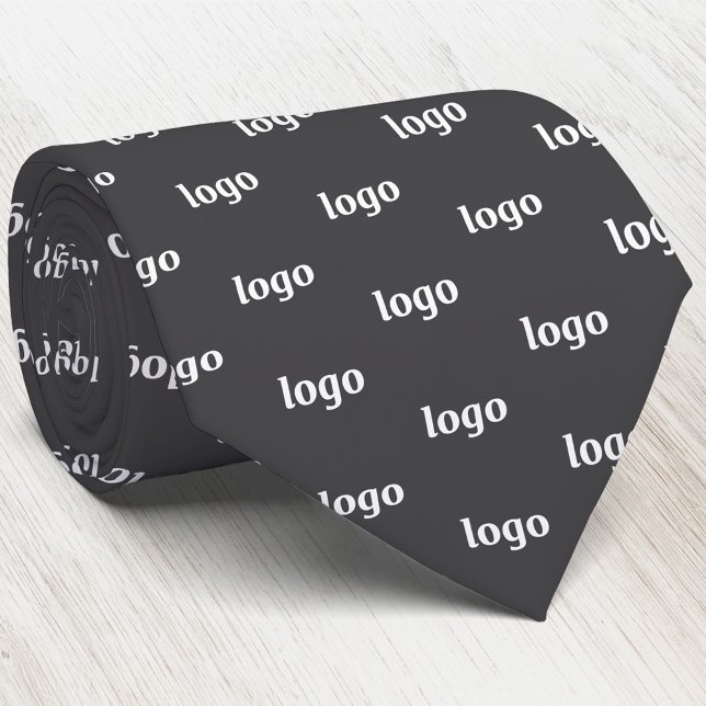 Simple Logo Pattern Dark Charcoal Gray Business Krawatte (Simple logo pattern charcoal gray business branding promotional neck tie for staff employee uniforms)