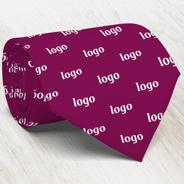 Simple Logo Pattern Dark Cherry Red Business Krawatte (Simple logo business branding dark cherry pink promotional staff employee uniform neck tie)