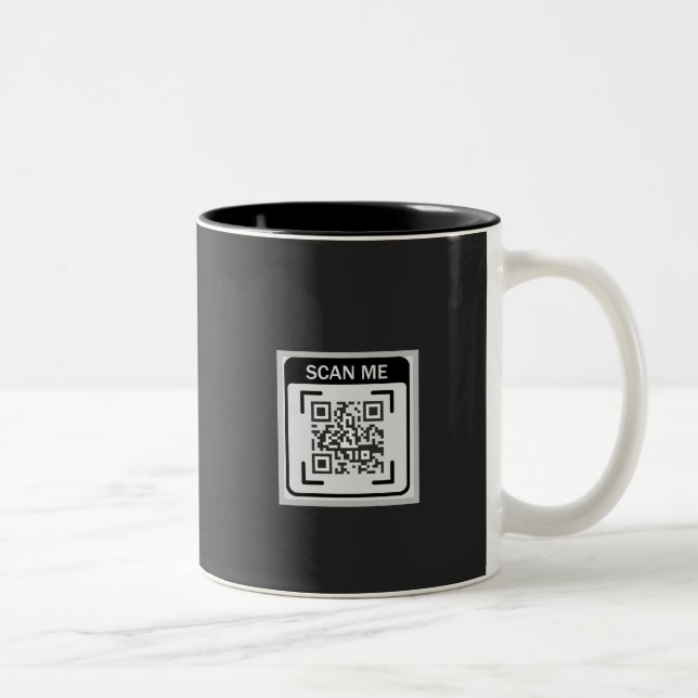 Simple Logo QR Code Business Black Zweifarbige Tasse (Rechts)