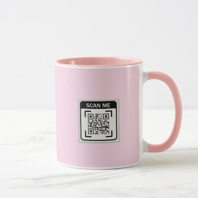 Simple Logo QR Code Business Pink Tasse (Rechts)
