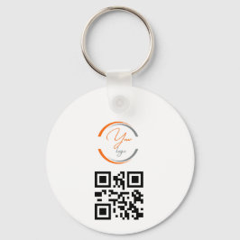 Simple Logo QR Code Business White Schlüsselanhänger