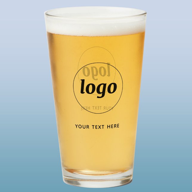 Simple Logo Texte Professionnel Promotionnel Verre (Logo with text simple business branding promotional beer glass)