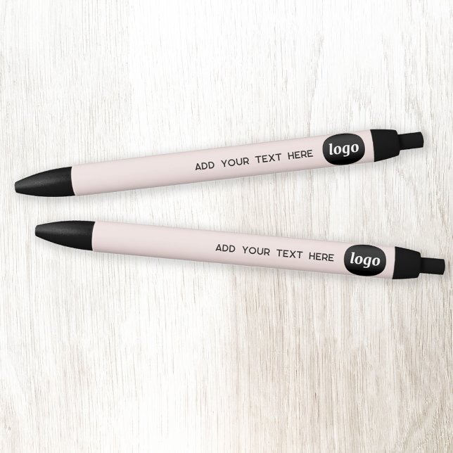 Simple Logo With Text Blush Pink Business  Kugelschreiber (Logo with custom text promotional business pens)
