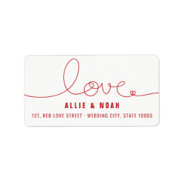 Simple Loopy Liebe Heart Wedding Address Labels Adressaufkleber