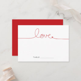 Simple Loopy Liebe Rotes Herz Minimalistische Hoch Platzkarte