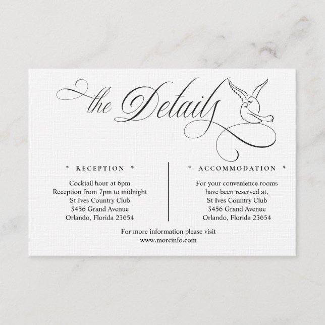 Simple Love Birds Script Details Enclosure Card Begleitkarte (Vorderseite)