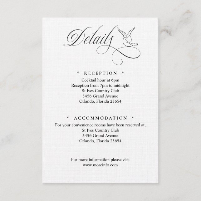 Simple Love Birds Script Details Enclosure Card Begleitkarte (Vorderseite)