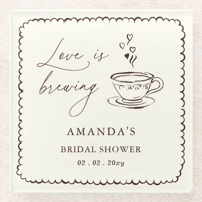 Simple Love is Brewing Coffee Brautparty  Glasuntersetzer (Vorderseite)