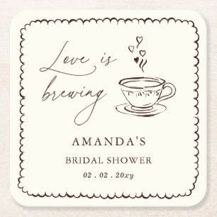 Simple Love is Brewing Coffee Brautparty  Rechteckiger Pappuntersetzer