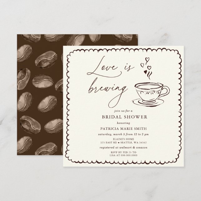Simple Love is Brewing Coffee Bridal Shower Einladung (Vorne/Hinten)