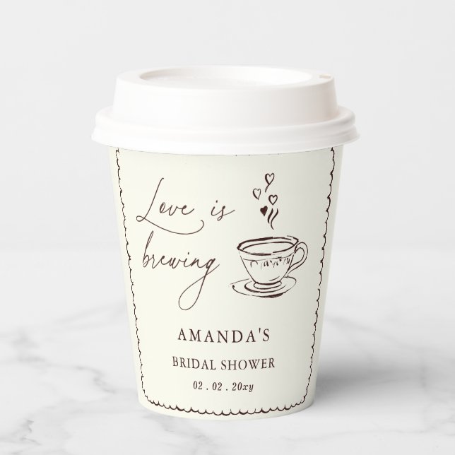 Simple Love is Brewing Coffee Bridal Shower  Pappbecher (Vorderseite)