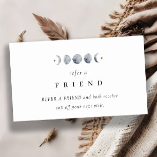 Simple Lunar Celestial Moon Phase Refer A Freund Visitenkarte
