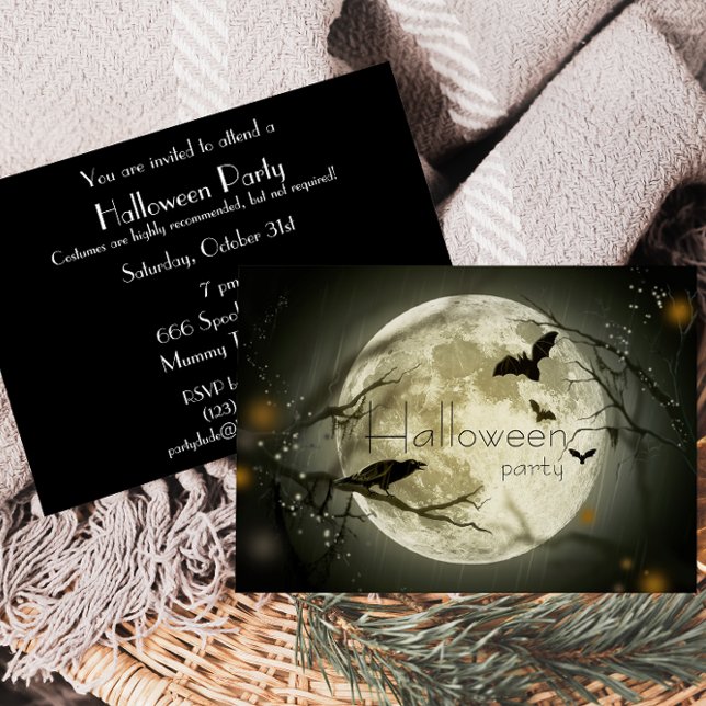 Simple Lune Halloween Party Invitations adultes (Créateur téléchargé)