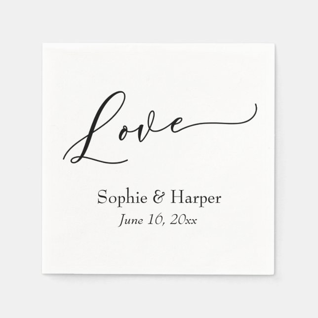 Simple Luxury Script Schriftart Liebe Typografie Serviette (Vorderseite)