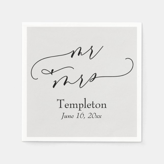 Simple Luxury Script Schriftart Mr & Mrs. Gray Serviette (Vorderseite)