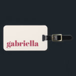 Simple Magenta Bold Typografy Personalisiert Name Gepäckanhänger<br><div class="desc">Bold Modern Typografy Personalisiert Name Luggage Tag in Magenta</div>