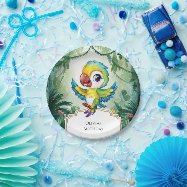 Simple Magic Parrot Birthday Pappteller (Party)