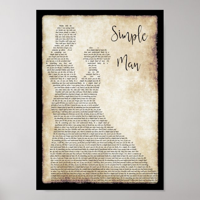 Simple Man Song Lyric Man Lady tanzt Print Poster (Vorne)