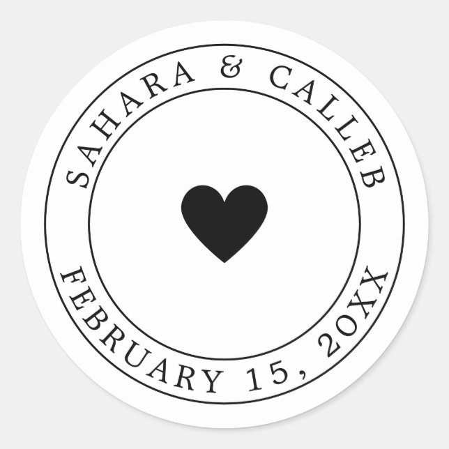 Simple mariage de coeur Favoriser Sticker Étiquett (Devant)