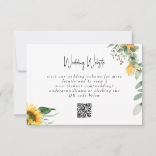 Simple Mariage de tournesol QR Code site Web Carte