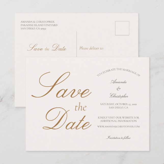 Simple mariage élégant Enregistrer la date Carte p (Devant / Derrière)