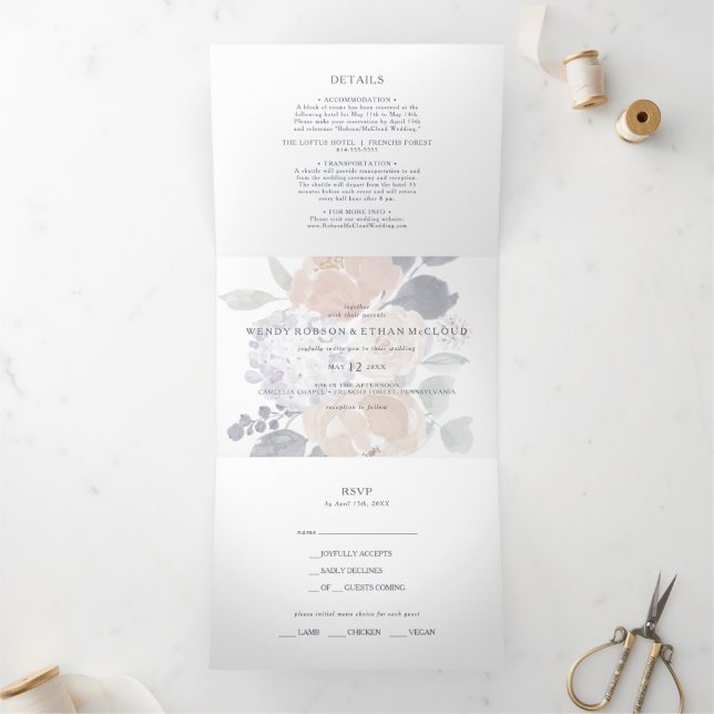 Simple Mariage Floral Rustique Tout en un triple (Intérieur)