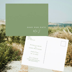 Simple mariage vert Enregistrer la date Carte post