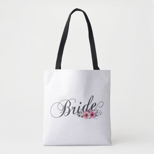 Simple Mariée Calligraphie Florale | Sac Cabas (Devant)