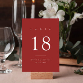Simple Maroon Christmas Tischnummer