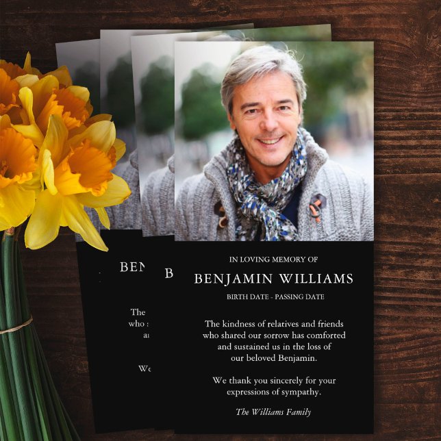 Simple Mémoire Photo Funérailles Merci Cartes (funeral thank you cards, bereavement, elegant, simple, celebration of life, sympathy card)