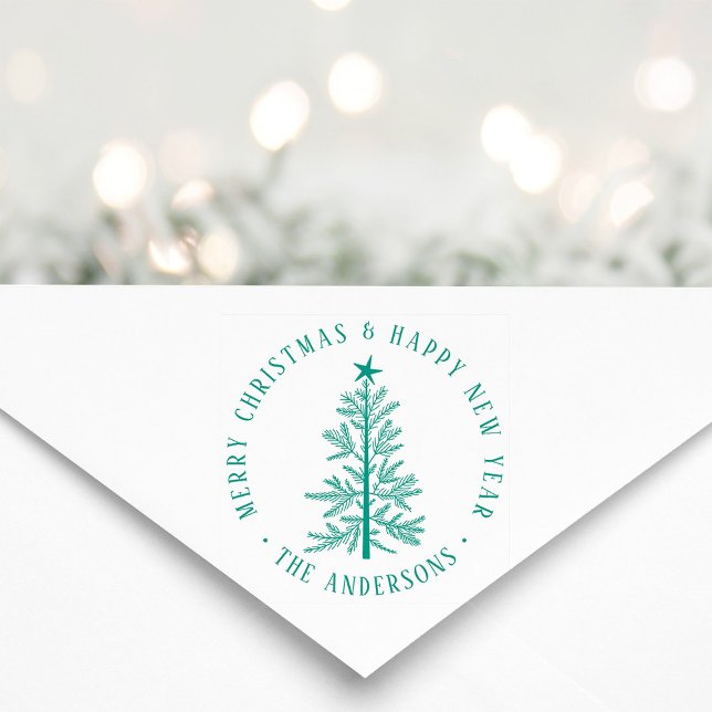 Simple Merry Christmas & Happy New Year Round  Gummistempel (Von Creator hochgeladen)