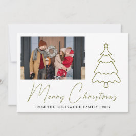 Simple Merry Christmas Pine Tree family photo Holi Feiertagskarte