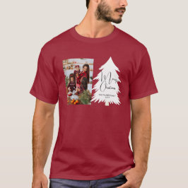 Simple Merry Christmas Pine Tree family photo T-Shirt
