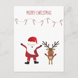 Simple Merry Christmas Santa Claus Reindeer Postkarte