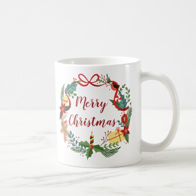 Simple Merry Christmas Wreath | Mug classique (Droite)