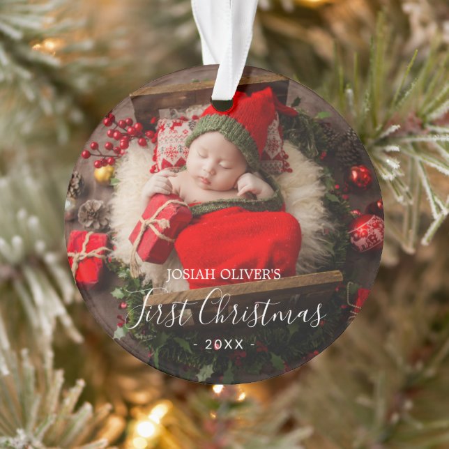 Simple mignonne élégante photo bébé premier Noël (Arbre)