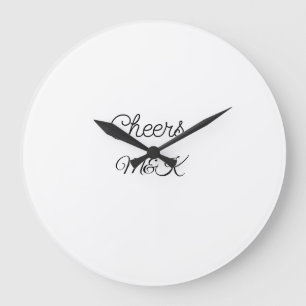 Simple minimal add name cheers couple name custom  große wanduhr