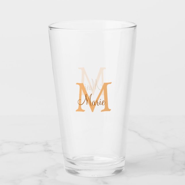 simple minimal add name monogram orange brown  thr glas (Vorderseite)
