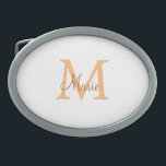 simple minimal add name monogram orange brown  thr ovale gürtelschnalle<br><div class="desc">beautiful design</div>