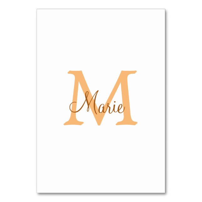 simple minimal add name monogram orange brown  thr tischnummer (Vorderseite)