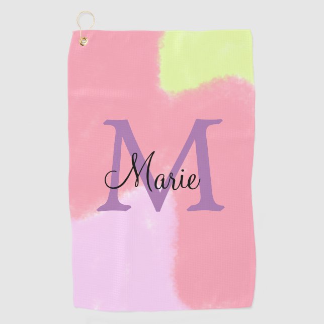 simple minimal add name monogram pink red throw pi golfhandtuch (Vorderseite)